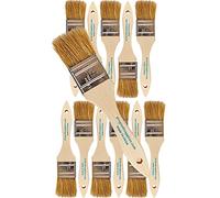 Pro Grade - Chip Brushes - Paint Brush - Natural Bristle, 1.5 Inch, Smooth Wood Handle, Hole for Hanging, Versatile for Paints, Stains, Varnishes, Acrylics, Gesso - 12 Pack, Light Brown