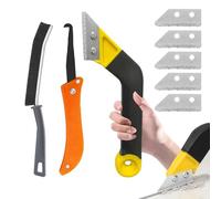 Pro Grout Removal Tool, Grout Rake Removal Tool Tile Grout with 5 Pieces Extra Replacement Accessories and 1 Hand Saw Angled Grout Rake, 1 pcs Brush for Tile Grout Remover