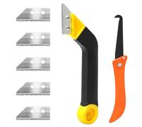 Pro Grout Removal Tool, Grouting Tool with 5 Pieces Extra Replacement Accessories, Grouting Rake Tile Grout Hand Saw Angled Grouting Clean Remover for Tile Cleaning