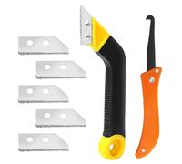 Pro Grout Scraping Rake Tool, Plastic Saw Knife With 5 Extra Replacement Accessories, Remover Tile Hand Saw Angled Clean Tool for Tile Cleaning