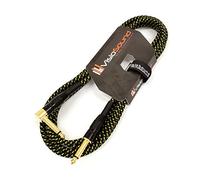 Pro Guitar Lead 6.35mm Angled Jack Braided Instrument Cable (Black/Gold 6m) | Premium Noiseless OFC Instrument Cable for Electric Guitar, Bass, Keyboard