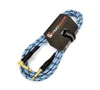 Pro Guitar Lead 6.35mm Angled Jack Braided Instrument Cable (Blue/Black 6m) | Premium Noiseless OFC Instrument Cable for Electric Guitar, Bass, Keyboard