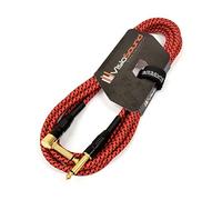 Pro Guitar Lead 6.35mm Angled Jack Braided Instrument Cable (Red/Black, 6m) | Premium Noiseless OFC Instrument Cable for Electric Guitar, Bass, Keyboard