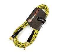 Pro Guitar Lead 6.35mm Angled Jack Braided Instrument Cable Yellow/Black 6m | Premium Noiseless OFC Instrument Cable for Electric Guitar, Bass, Keyboard