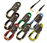 Pro Guitar Lead 6.35mm Angled Jack Instrument Cable / 10 Pack (Multi, 6m)