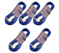 Pro Guitar Lead 6.35mm Angled Jack Instrument Cable / 5 Pack (Blue, 6m)
