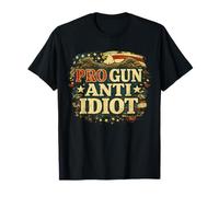 Pro Gun Anti Idiot 2nd Pro Gun Rights American Flag Eagle T-Shirt
