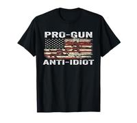Pro Gun Anti Idiot American Flag T-Shirt
