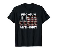 Pro Gun Anti Idiot American Flag T-Shirt