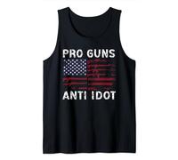 Pro Gun Anti Idiot Vintage USA Flag Tank Top