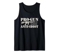 Pro Gun Anti Idiot with USA Flag AR15 Gun Funny Gun Lover Tank Top