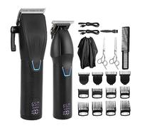 Pro Hair Clipper, 2 PCS Professional Clipper Haircuter Men's Barber Beard Trimmer Rechargeable Hair Cutting Machine Hair Trimmer For Men(Black)