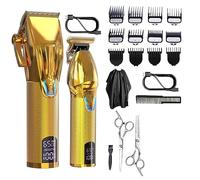 Pro Hair Clipper, 2 PCS Professional Clipper Haircuter Men's Barber Beard Trimmer Rechargeable Hair Cutting Machine Hair Trimmer For Men(Gold)