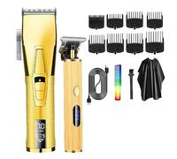 Pro Hair Clipper, 2PCS Hair Trimmer For Men Shaver Professional Clipper Haircuter Men's Barber Beard Trimmer Rechargeable Hair Cutting Machine(Gold)