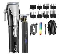 Pro Hair Clipper, 2PCS Hair Trimmer For Men Shaver Professional Clipper Haircuter Men's Barber Beard Trimmer Rechargeable Hair Cutting Machine(Black)