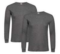 Pro Heat Mens Thermal Long Sleeve T-Shirt - XXL, Charcoal Vest Tops Pack of 2 Brushed Finish Tog 0.45 Men Baselayer Comfortable for Casual Wear & Cold Weather