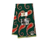 Pro Holland Wax Print Fabric, 100% Cotton, African Print Textile, Yellow Red Black Geometric Pattern