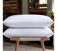 Pro Home 1200GSM Duck Feather & Down Pillows Luxurious Comfort Duck Down Pillow With Cotton Cover Down Pillow Hypoallergenic Hotel Quality Feather Pillows UK Standard Size 48x74cm (Microfibre, 2)