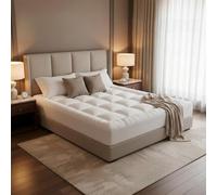 Pro Home 1400gsm Mattress Topper 10cm/4” Extra Thick Mattress Topper Hotel Quality Microfiber Filled Box Stitch 4 Elasticated Straps Hypoallergenic Soft & Firm Bed Topper-4Ft Small (120x190x10cm)