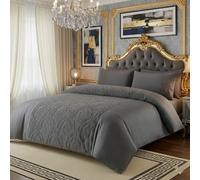 Pro Home Damask Velvet Duvet Cover Set Cutout Bedding with Pillow Case Soft 100% Polyester Embossed Warm, Soft & Elegant Textured Design Stylish Bedding Quilt Covers Set (Super King)