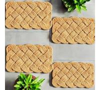 Pro Home Door Mat 40x60cm - Knotted Coir Door Mats with Handwoven Coconut Fibers - Heavy Duty Door Mats Outdoor with Anti-Slip Base for Patios, Gardens and Wet Weather Use (Pack of 4)