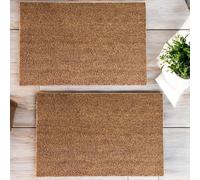 Pro Home Non-Slip Natural Coco Coir Door Mat Latex Backed Heavy Duty Super Absorbant Rug Removes Grass Mud & Dirt Indoor Outdoor Floor Mat (2, 40x60cm)