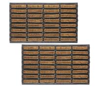 Pro Home Door Mat 40x60cm - Non-Slip Coir Door Mats Outdoor with Durable Rubber Backing - Super Absorbent, Machine Washable Outdoor Mat for Rain, Mud & Dirt - Ideal for Home, Porch, Patio (Pack of 2)