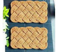 Pro Home Door Mat 45x75cm - Knotted Coir Door Mats with Handwoven Coconut Fibers - Heavy Duty Door Mats Outdoor with Anti-Slip Base for Patios, Gardens and Wet Weather Use (Pack of 2)
