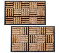 Pro Home Door Mat 45x75cm - Non-Slip Coir Door Mats with Durable Rubber Base - Tough Door Mats Outdoor for Rain, Mud, and Daily Foot Traffic at Entryway, Garden or Back Door (Pack of 2)