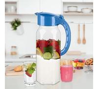 Pro Home Glass Jug with Removable Plastic Lid 1.5 Liter Pitcher Water Juice Jug for Fridge Beverage Hot/Cold Water Ice Tea Coffee Milk Transparent Pitcher Glass Jug with Lid (Blue)