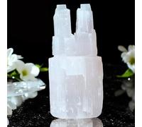 Pro Home Hand-Carved Selenite Crystal Twin Tower Pillar Large for Healing Meditation Spiritual Energy Crystal Cleansing Natural White Mountain Pillar (20cm)