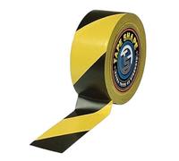 Pro Home Hazard Tape Warning Barrier Tape black and yellow 50mmx33m Strong Adhesive Safety Floor Marking Caution Warning Social Distancing Tape Indoor/Outdoor All-Weather (1, 50mmx33m)