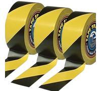 Pro Home Hazard Tape Warning Barrier Tape black and yellow 50mmx33m Strong Adhesive Safety Floor Marking Caution Warning Social Distancing Tape Indoor/Outdoor All-Weather (3, 50mmx33m)