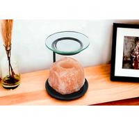 Pro-Home Himalayan Natural Fragrance Oil Burner & Candle Warmer 13cm-Natural Pink Salt Stone With Metal Stand & Dish, Aromatherapy/Essential Oil Diffuser, Tea Light Candle Accessory for Home Spa, Gift