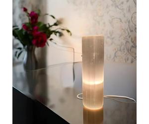 Pro Home Natural Selenite Crystal Lamp, Cylinder Shape, 25cm, White
