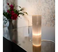 Pro Home Natural Selenite Crystal Lamp, Cylinder Shape, White, 30cm, Table Lamp, Indoor Use, Modern Minimalist Style