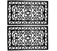 Pro Home Rubber Door Mat 45x75cm - Decorative Wrought Iron Look Door Mats Outdoor with Non-Slip Grip - Weatherproof Outdoor Mat for Mud, Entryways, Garden, Patio and Porch Cleaning (Pack of 2)