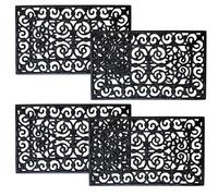 Pro Home Rubber Door Mat 45x75cm - Decorative Wrought Iron Look Door Mats Outdoor with Non-Slip Grip - Weatherproof Outdoor Mat for Mud, Entryways, Garden, Patio and Porch Cleaning (Pack of 4)