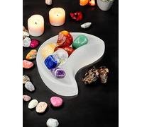 Pro Home Selenite Bowl Moon Shape Alter Cleansing Meditation Spiritual Energy Healing Plate Selenite Charging Crystal Gemstones Crystals Holder Dish White Crystal Bowls Decoration Gift