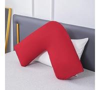 Pro Home V Pillow Case - Soft V Shaped Pillowcase For Adults | Triangular V Shape Pilow Case For Neck, Back & Side Sleepers | V Cushion Cover For Adults (Red, Only Pillowcase)