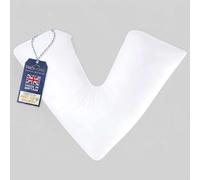 Pro Home V Pillow - Extra Filled Virgin Hollowfibre Orthopedic V Shaped Pillows For Adults | Triangular V Shape Pilow For Neck, Back & Side Sleepers | V Cushion Made In UK (White, Only Pillow)