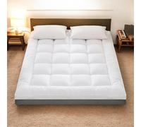 Pro Home1400gsm Double Bed Mattress Topper 10cm Extra Thick Hypoallergenic Firm Mattress Toppers Double Size Bed With Soft Microfiber Fill Breathable & Washable Quilted Topper with Secure Straps