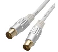 Pro HQ Metal RF TV Aerial Freeview Plug Video Coax Cable Fly Lead GOLD 2m White