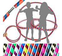 PRO Hula Hoops (Ultra-Grip/Glitter Deco) Weighted TRAVEL Hula Hoop (100cm/39') Hula Hoops For Exercise, Dance & Fitness! (640g) NO Instructions Needed - Same Day Dispatch! (Orange/Blue)