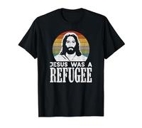 Pro Immigration Christian Liberal Jesus was A Refugee T-Shirt, Men, Black, Small