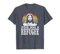Pro Immigration Christian Liberal Jesus was A Refugee T-Shirt, Men, Heather Blue, 3X-Large