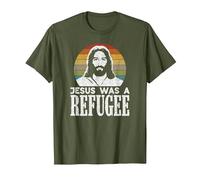 Pro Immigration Christian Liberal Jesus was A Refugee T-Shirt, Men, Olive Green, 3X-Large