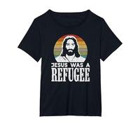 Pro Immigration Christian Liberal Jesus was A Refugee T-Shirt, Women's Plus, Black, 5X
