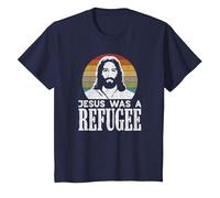 Pro Immigration Christian Liberal Jesus was A Refugee T-Shirt, Youth, Navy Blue, Medium