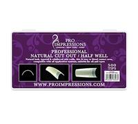 Pro Impressions Advance Natural Cut Out/Half Well 50 Nail Tips, Refill Size 1